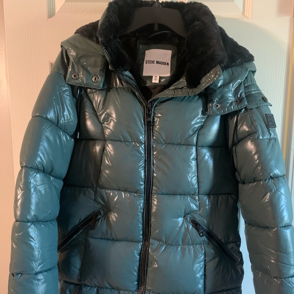 Steve Madden Metallic Green Puffer Jacket